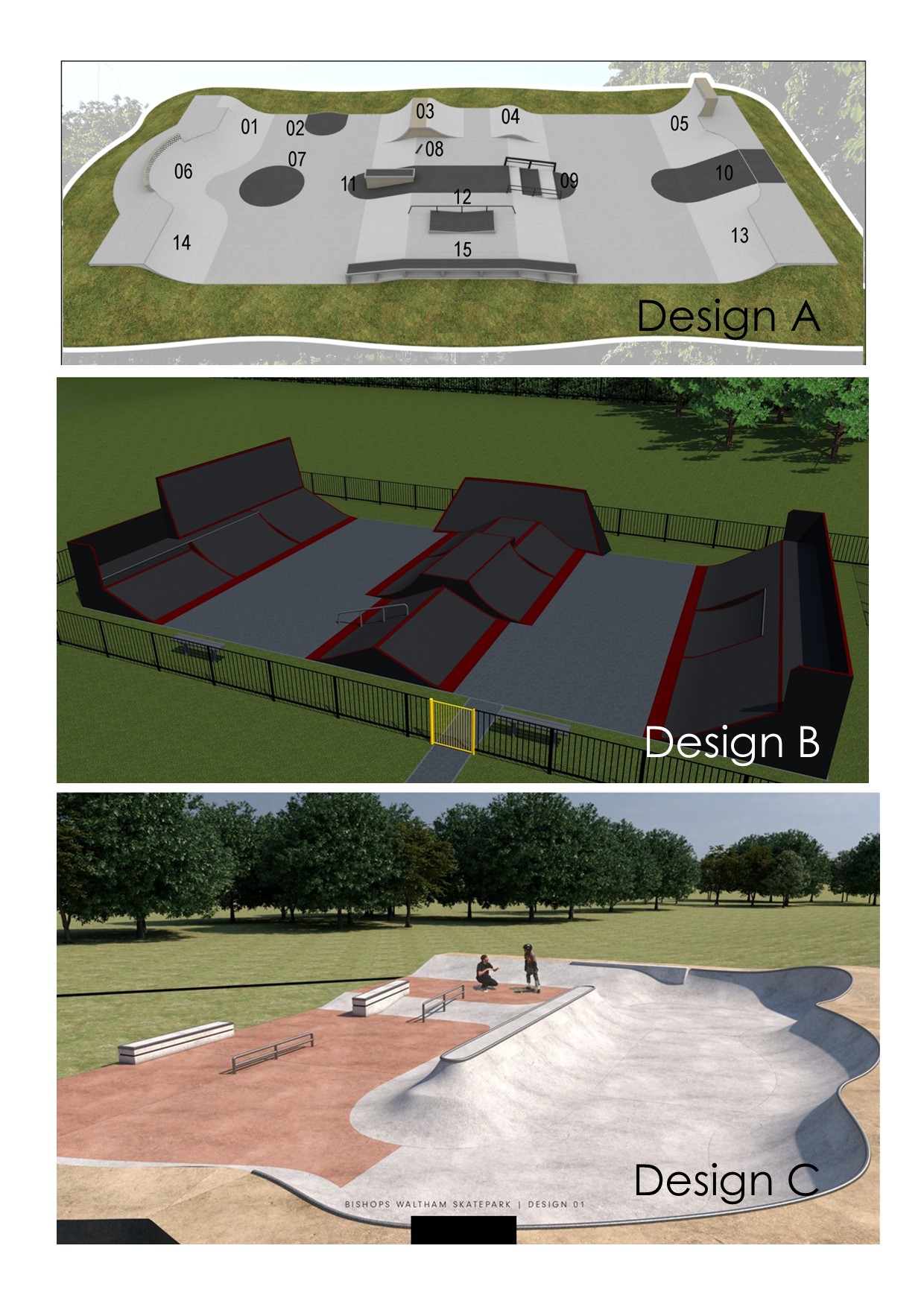Public Display of Skatepark Designs for the site at Priory Park