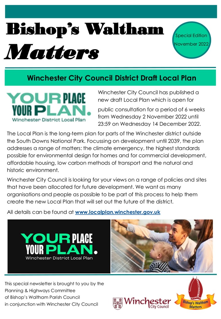 SPECIAL EDITION NEWSLETTER - WINCHESTER CITY COUNCIL DISTRICT DRAFT LOCAL PLAN