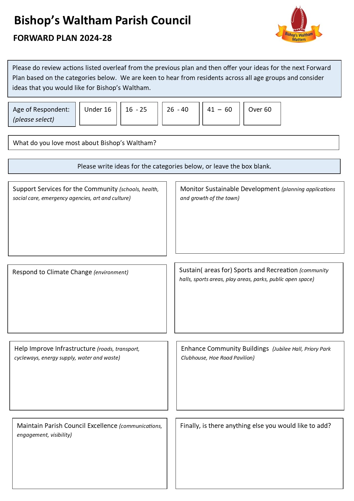 Forward Plan Survey 2024-2028