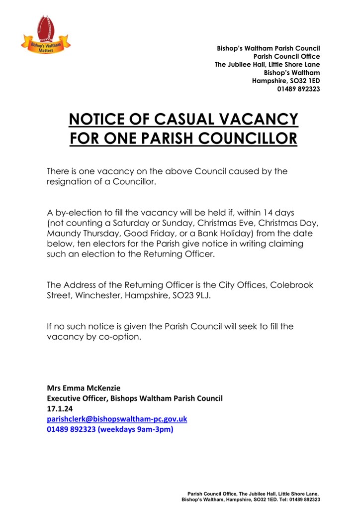 Notice of Casual Vacancy
