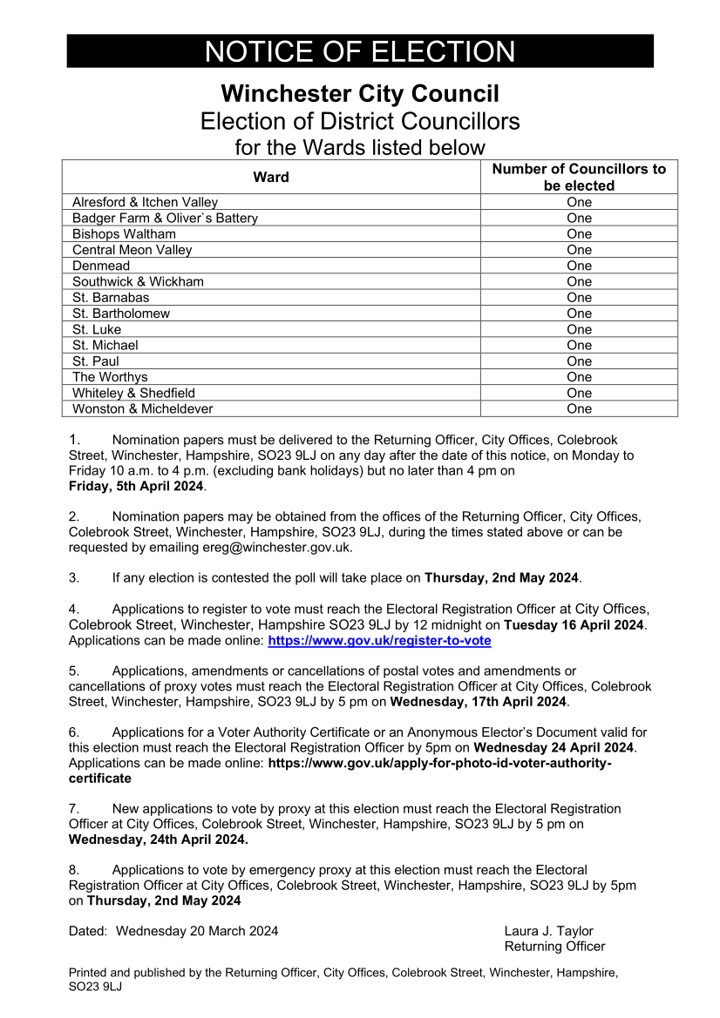 District Elections - May 2024