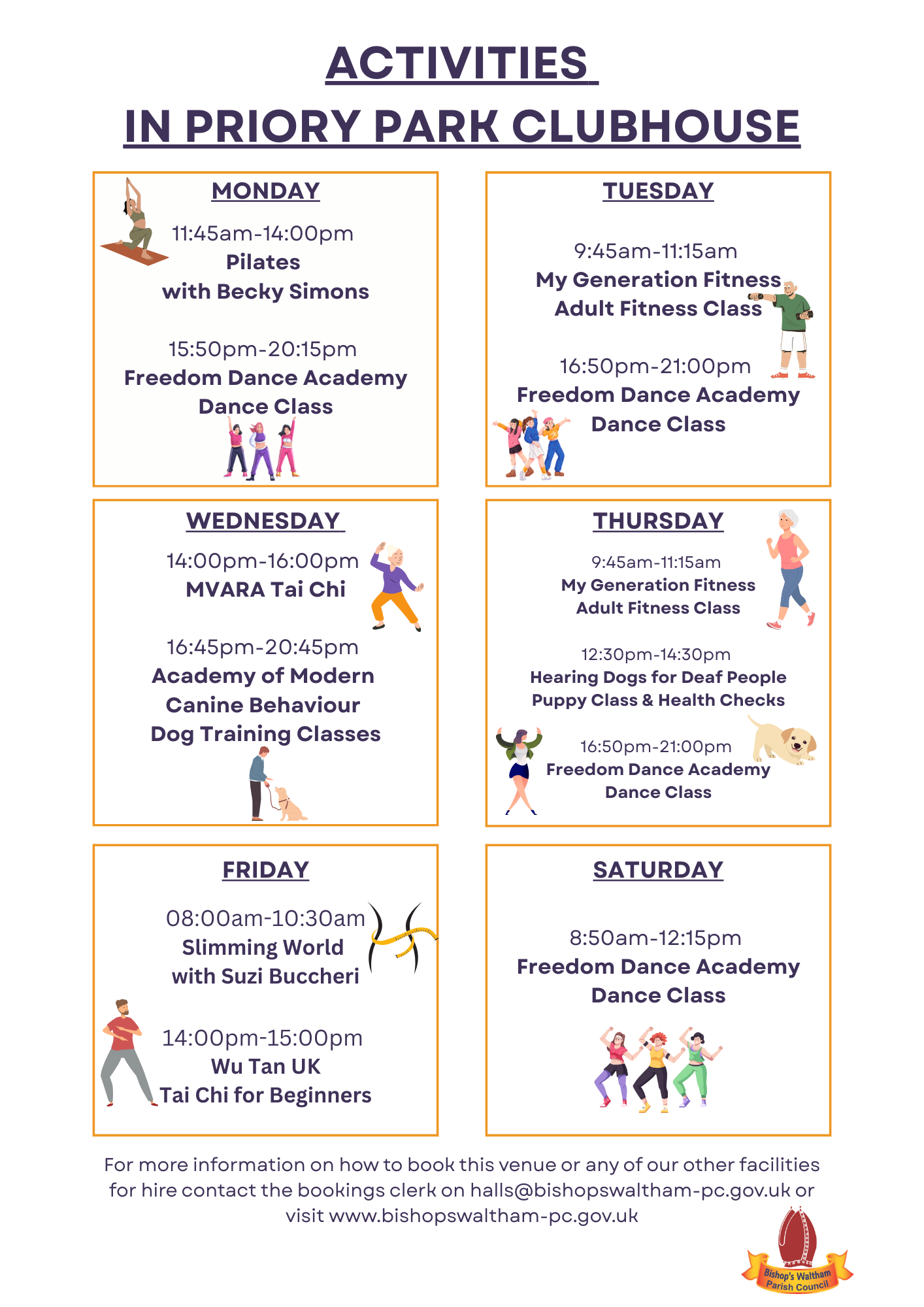 Activities in Priory Park Clubhouse