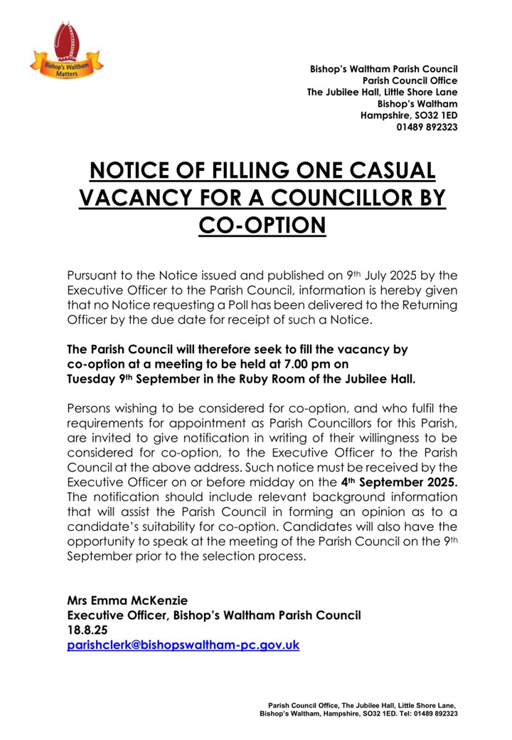 Notice of co-option